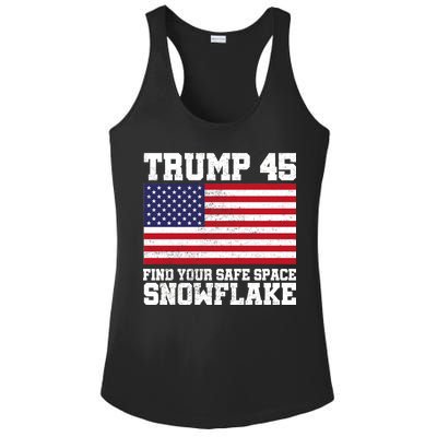 Trump 45 Find Your Safe Place Snowflake Ladies PosiCharge Competitor Racerback Tank