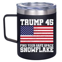 Trump 45 Find Your Safe Place Snowflake 12oz Stainless Steel Coffee Mug