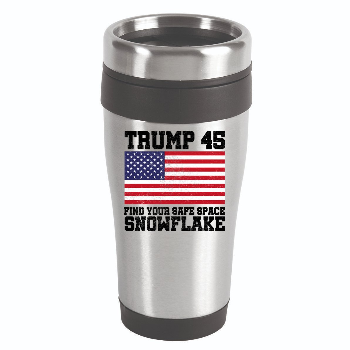 Trump 45 Find Your Safe Place Snowflake 16oz Travel Tumbler