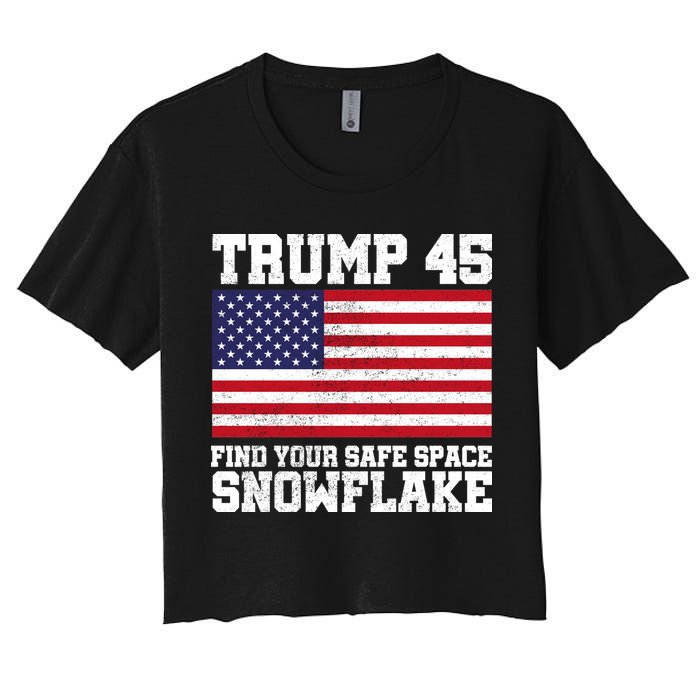 Trump 45 Find Your Safe Place Snowflake Women's Crop Top Tee