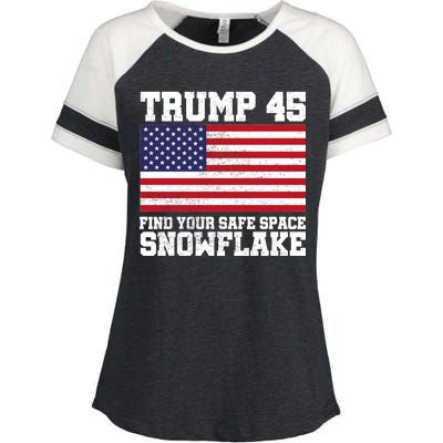 Trump 45 Find Your Safe Place Snowflake Enza Ladies Jersey Colorblock Tee