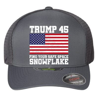 Trump 45 Find Your Safe Place Snowflake Flexfit Unipanel Trucker Cap