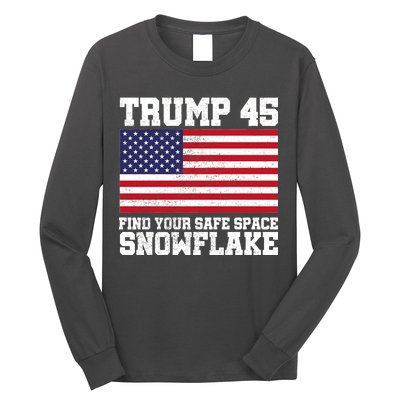 Trump 45 Find Your Safe Place Snowflake Long Sleeve Shirt