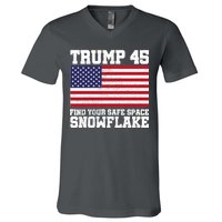 Trump 45 Find Your Safe Place Snowflake V-Neck T-Shirt