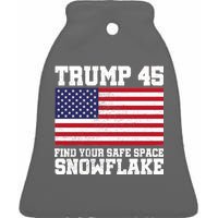 Trump 45 Find Your Safe Place Snowflake Ceramic Bell Ornament