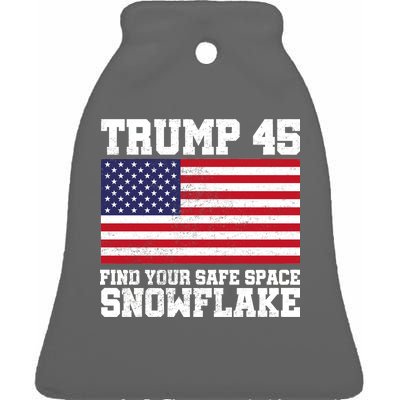 Trump 45 Find Your Safe Place Snowflake Ceramic Bell Ornament