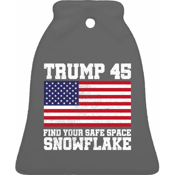 Trump 45 Find Your Safe Place Snowflake Ceramic Bell Ornament