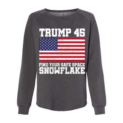 Trump 45 Find Your Safe Place Snowflake Womens California Wash Sweatshirt