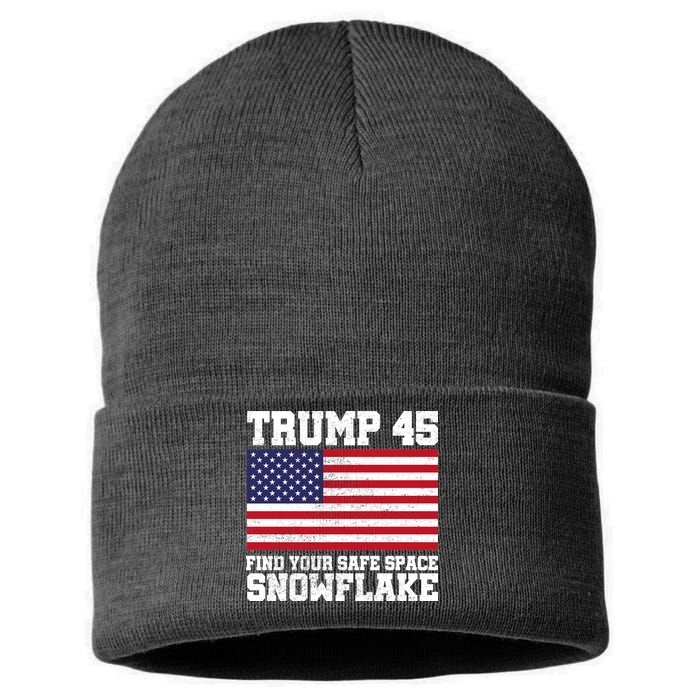 Trump 45 Find Your Safe Place Snowflake Sustainable Knit Beanie