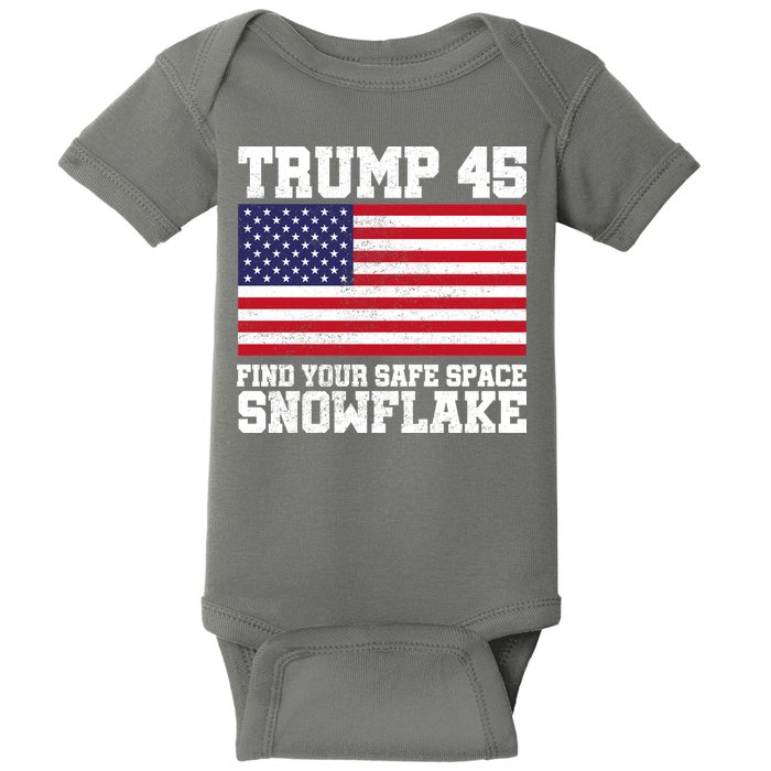 Trump 45 Find Your Safe Place Snowflake Baby Bodysuit