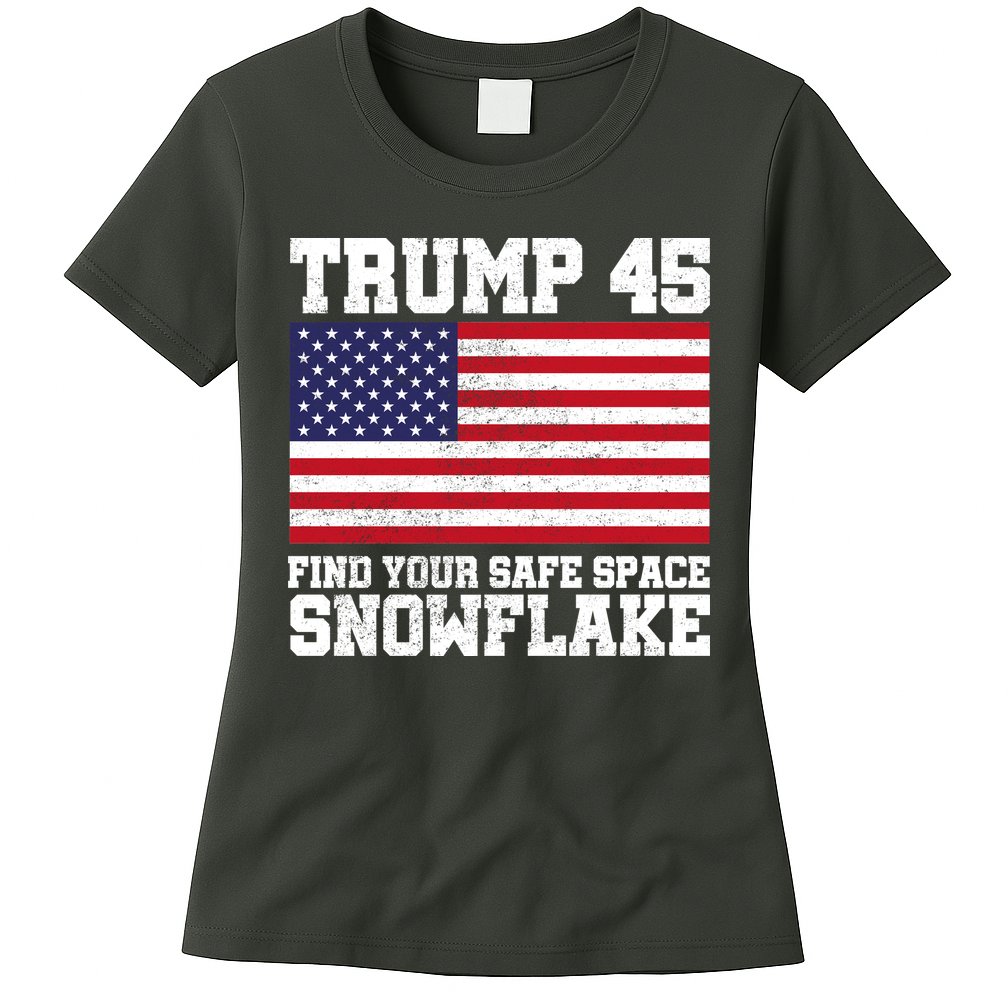 Trump 45 Find Your Safe Place Snowflake Womens T-Shirt