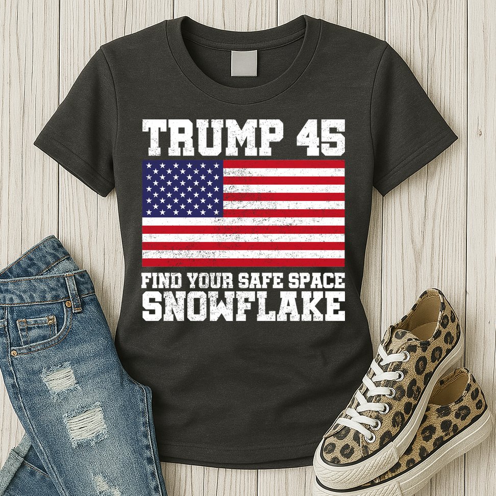 Trump 45 Find Your Safe Place Snowflake Womens T-Shirt