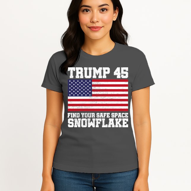 Trump 45 Find Your Safe Place Snowflake Womens T-Shirt