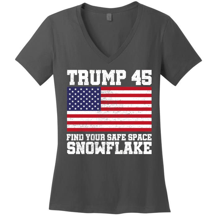 Trump 45 Find Your Safe Place Snowflake Women's V-Neck T-Shirt