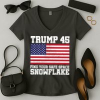 Trump 45 Find Your Safe Place Snowflake Women's V-Neck T-Shirt