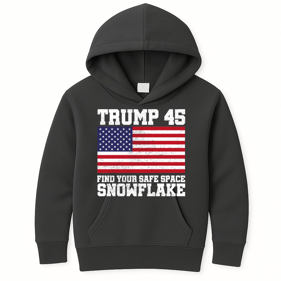 Trump 45 Find Your Safe Place Snowflake Kids Hoodie
