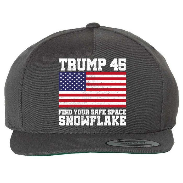 Trump 45 Find Your Safe Place Snowflake Wool Snapback Cap