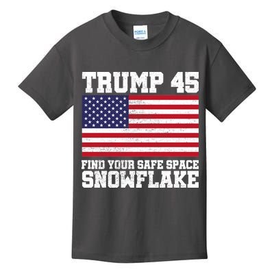 Trump 45 Find Your Safe Place Snowflake Kids T-Shirt