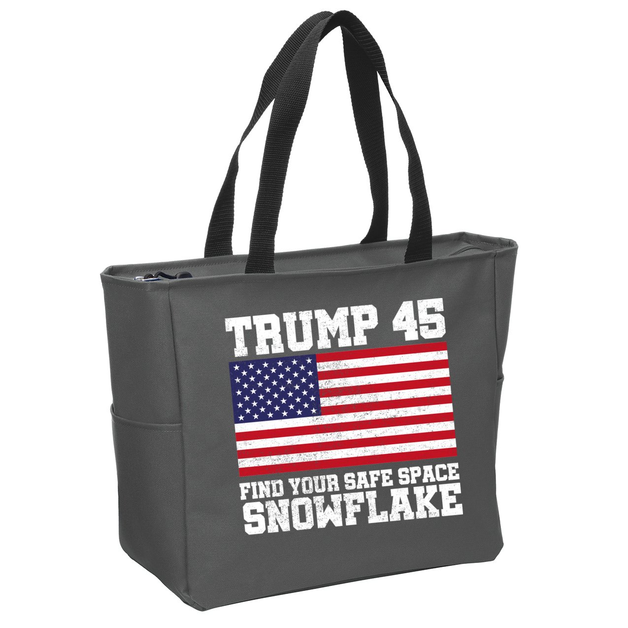 Trump 45 Find Your Safe Place Snowflake Zip Tote Bag