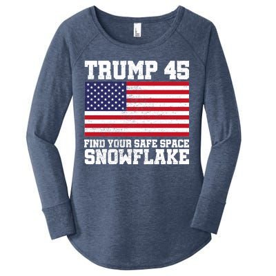 Trump 45 Find Your Safe Place Snowflake Women's Perfect Tri Tunic Long Sleeve Shirt