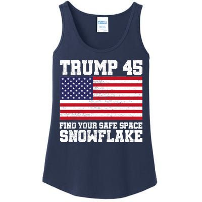 Trump 45 Find Your Safe Place Snowflake Ladies Essential Tank