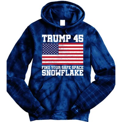 Trump 45 Find Your Safe Place Snowflake Tie Dye Hoodie