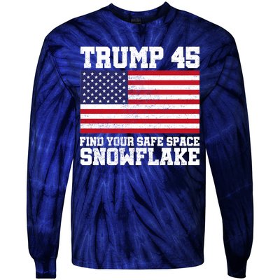 Trump 45 Find Your Safe Place Snowflake Tie-Dye Long Sleeve Shirt