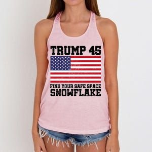 Trump 45 Find Your Safe Place Snowflake Women's Knotted Racerback Tank