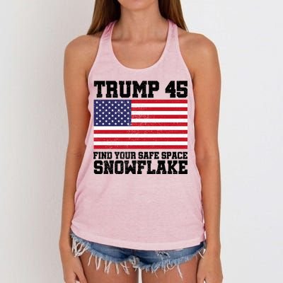 Trump 45 Find Your Safe Place Snowflake Women's Knotted Racerback Tank