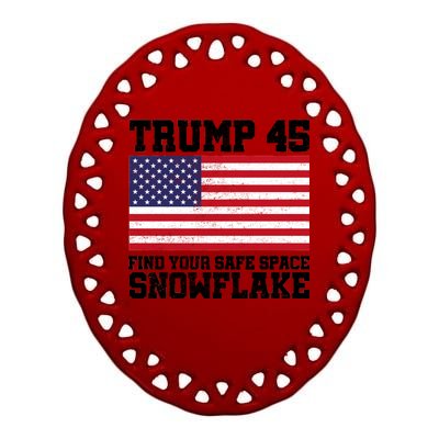 Trump 45 Find Your Safe Place Snowflake Ceramic Oval Ornament