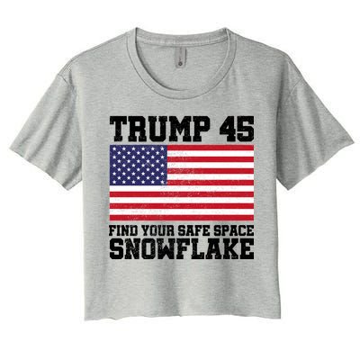 Trump 45 Find Your Safe Place Snowflake Women's Crop Top Tee