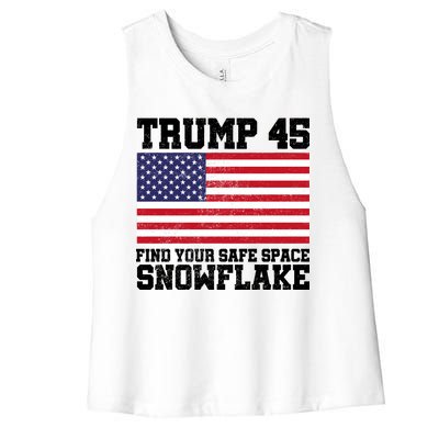 Trump 45 Find Your Safe Place Snowflake Women's Racerback Cropped Tank