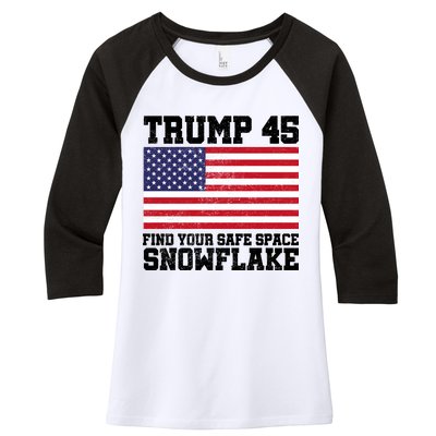 Trump 45 Find Your Safe Place Snowflake Women's Tri-Blend 3/4-Sleeve Raglan Shirt