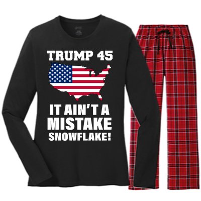 Trump 45 It Ain't A Mistake Snowflake Women's Long Sleeve Flannel Pajama Set 