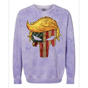 Trump American Skull Golden Hair Colorblast Crewneck Sweatshirt