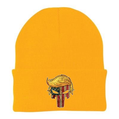 Trump American Skull Golden Hair Knit Cap Winter Beanie