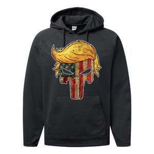 Trump American Skull Golden Hair Performance Fleece Hoodie