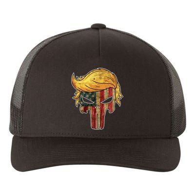 Trump American Skull Golden Hair Yupoong Adult 5-Panel Trucker Hat