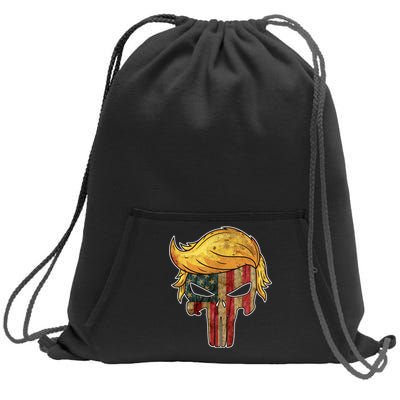 Trump American Skull Golden Hair Sweatshirt Cinch Pack Bag