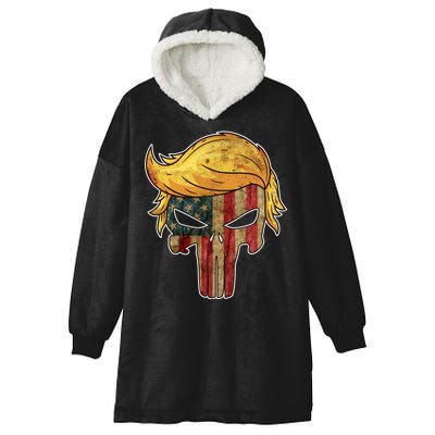 Trump American Skull Golden Hair Hooded Wearable Blanket