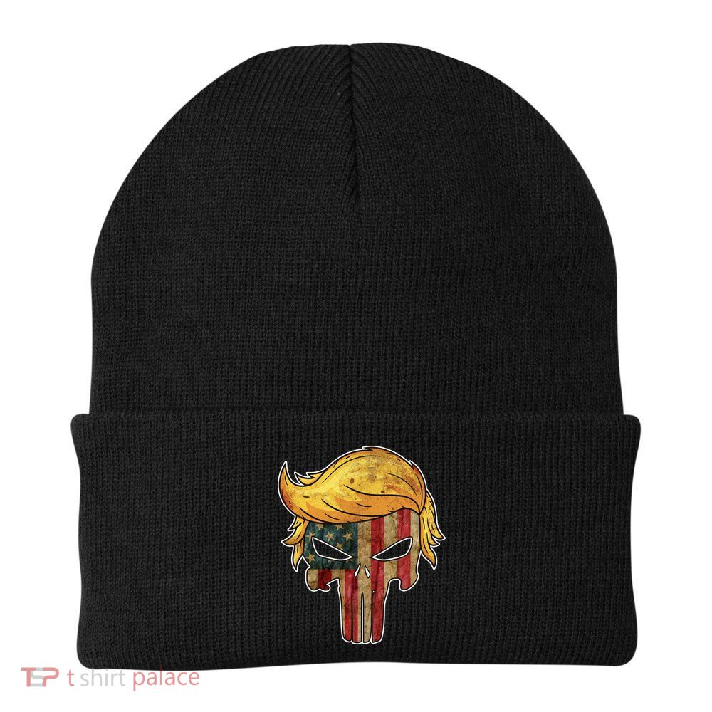 Trump American Skull Golden Hair Beanie