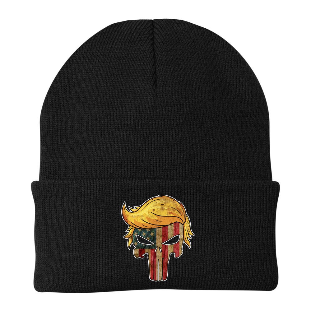 Trump American Skull Golden Hair Beanie