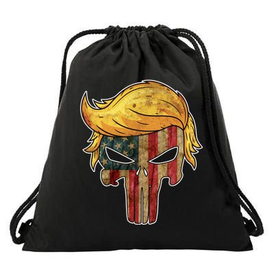 Trump American Skull Golden Hair Drawstring Bag