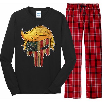 Trump American Skull Golden Hair Long Sleeve Pajama Set