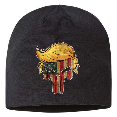 Trump American Skull Golden Hair Sustainable Beanie