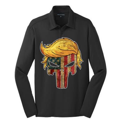 Trump American Skull Golden Hair Silk Touch Performance Long Sleeve Polo