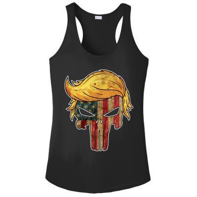 Trump American Skull Golden Hair Ladies PosiCharge Competitor Racerback Tank
