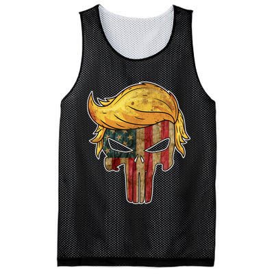 Trump American Skull Golden Hair Mesh Reversible Basketball Jersey Tank