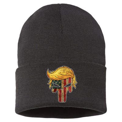 Trump American Skull Golden Hair Sustainable Knit Beanie