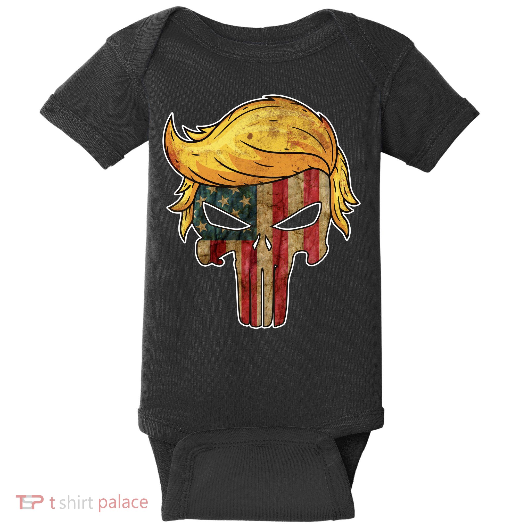 Trump American Skull Golden Hair Baby Bodysuit
